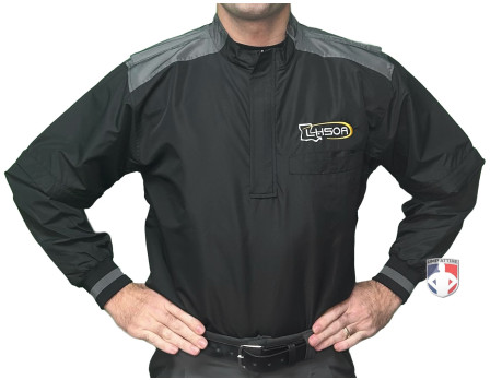 Louisiana (LHSOA) Convertible Umpire Jacket - Black with Charcoal Grey with Sleeves On