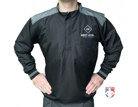 Next Level Umpires (NL) Convertible Umpire Jacket - Black with Charcoal Grey