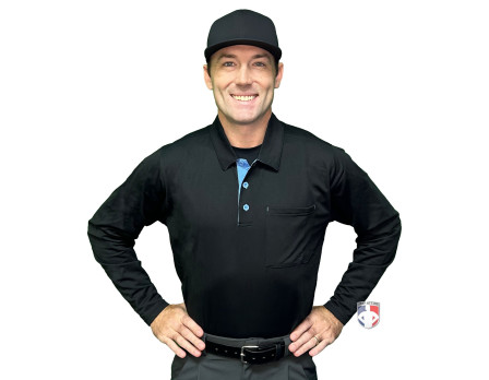 Smitty V3 Major League Replica Long Sleeve Umpire Shirt - Black with Sky Blue