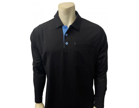 Smitty V3 Major League Replica Long Sleeve Umpire Shirt - Black with Sky Blue