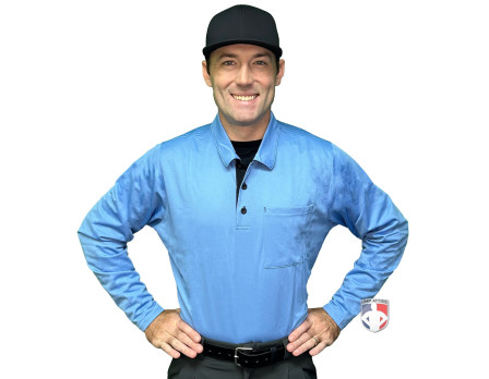 Smitty V3 Major League Replica Long Sleeve Umpire Shirt - Sky Blue with Black