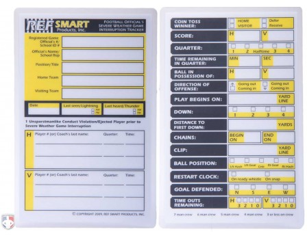 RefSmart Football Referee Severe Weather Restart Card