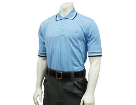 U126-PB Smitty Pro Knit Umpire Shirt - Powder Blue Front View