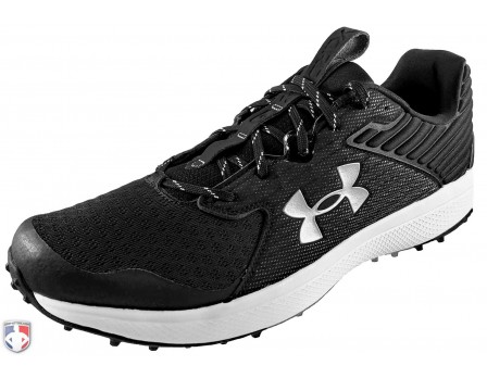 UA-TURF-BK-WH Under Armour Yard Turf Black & White Field Shoes Outside Front Angled View