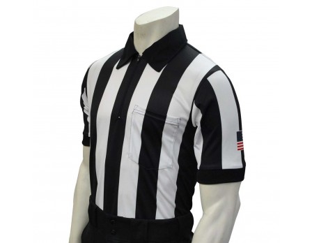 USA137-FLEX-Smitty 2 1/4" Stripe "Body Flex" Short Sleeve Football Referee Shirt with SLEEVE USA FLAG