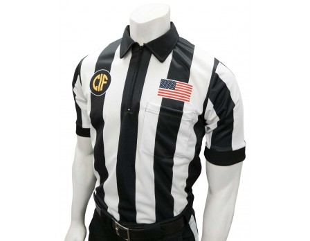 USA137CA-FLEX California (CIF) 2 1/4" Stripe Body Flex Short Sleeve Football Referee Shirt - No Black Side Panel