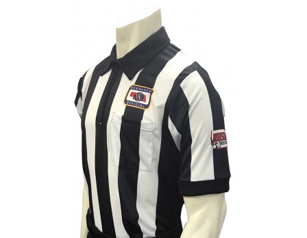 USA137NE-NHS Nebraska (NSAA) 2 1/4" Stripe Short Sleeve Football Referee Shirt with NHSOA Logo