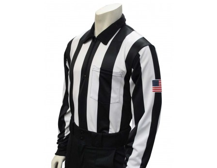 Smitty 2 1/4" Stripe Long Sleeve Football Referee Shirt with SLEEVE USA FLAG