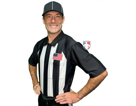 Smitty 2 1/4" Stripe Short Sleeve Football Referee Shirt with Black Shoulders