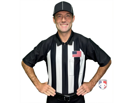 Smitty 2 1/4" Stripe Body Flex Short Sleeve Football Referee Shirt with Black Shoulders