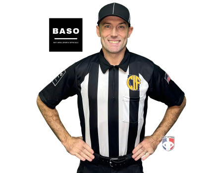 California (BASO) 2 1/4" Stripe Body Flex Short Sleeve Football Referee Shirt