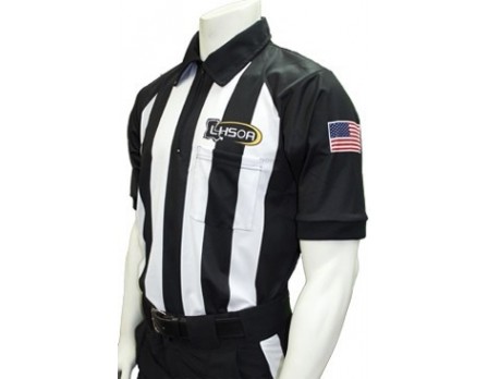 USA155LA Smitty 2 1/4" Stripe Short Sleeve Football Referee Shirt With Sleeve USA Flag - Louisiana HS Approved