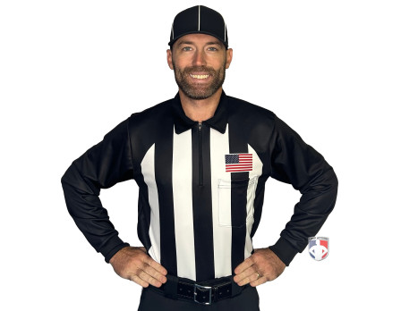 Smitty 2 1/4" Stripe Long Sleeve Football Referee Shirt with Black Shoulders
