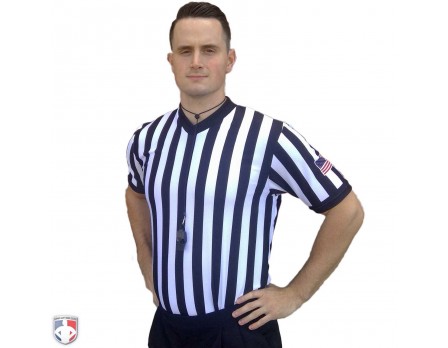 USA200-FLEX Smitty 1" Stripe Body Flex V-Neck Referee Shirt with USA Flag