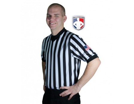 Smitty Dye Sublimated 1" Stripe V-Neck Referee Shirt with USA FLAG