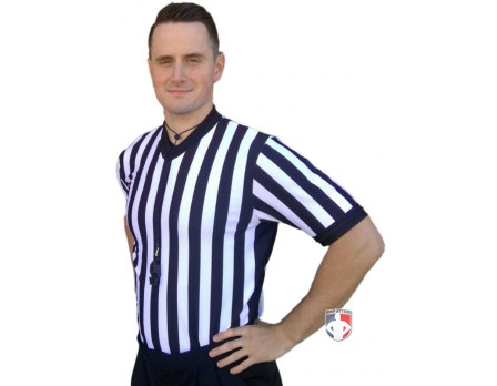 Smitty 1" Stripe Body Flex V-Neck Referee Shirt with Side Panels