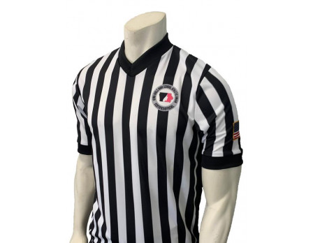 Iowa Girls (IGHSAU) 1" Stripe V-Neck Men's Referee Shirt with Side Panels