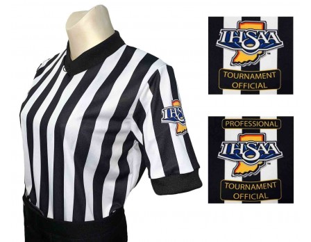 Indiana (IHSAA) 1" Stripe Body Flex Women's V-Neck Referee Shirt
