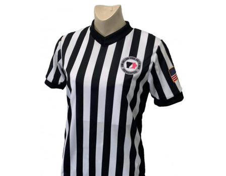 Iowa Girls (IGHSAU) 1" Stripe V-Neck Women's Referee Shirt with Side Panels