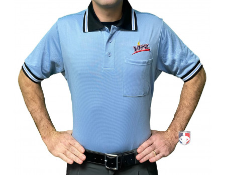 Virginia High School League (VHSL) Short Sleeve Umpire Shirt - Polo Blue with Black Collar