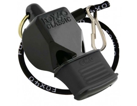 Fox 40 Classic Referee Whistle with Cushioned Mouth Guard and 9" PTS Lanyard