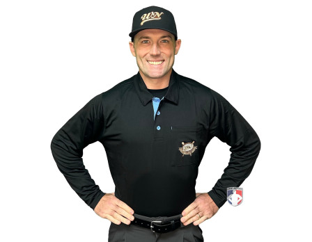 West Nyack Little League (WN) Long Sleeve Umpire Shirt - Black with Sky Blue