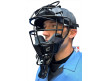 CM-TG-45 Champro Vented 4 1/2" Umpire Throat Guard Side Worn with Mask