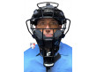 CM-TG-45 Champro Vented 4 1/2" Umpire Throat Guard Worn Front View with Mask