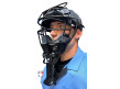 CM-TG-65 Champro Vented 6 1/2" Umpire Throat Guard Worn Angle with Mask