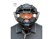 CM84-BM Champro Black Rampage Magnesium Umpire Mask with Dri-Gear Worn Front View
