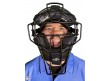 DFM-BL-MB Diamond Matte Black Big League Aluminum Umpire Mask with Leather Worn Front View