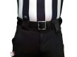 F128 Premium Ball Center Referee Penalty Flag - Black Ball Worn Front View