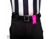 F132 Premium Pink Ball Center Referee Penalty Flag - Black Ball Worn Front View