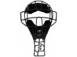 F3-DMTG-BK Foce3 Defender Umpire Throat Guard Black Attached to Mask View
