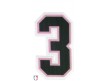 N3-SUB-BPKW 3" Precision-Cut Number - Black on Pink on White