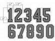 N3-SUB-GYBW 3" Precision Cut Numbers Grey on Black on White