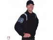 S320-BKPB Smitty Traditional Half-Zip Umpire Jacket - Black and Powder Blue Front Angled View with Black on Light Blue on White Precision-Cut Number