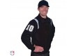 S320-BKPB Smitty Traditional Half-Zip Umpire Jacket - Black and Powder Blue Front Angled View with White on Black on White Precision-Cut Number