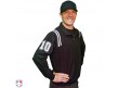 S320-BK Smitty Traditional Half-Zip Umpire Jacket - Black and White Front Angled View with Precision-Cut Numbers