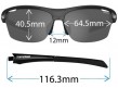 TIF-INTENSE-GBS Tifosi Intense Sunglasses - Gloss Black / Smoke Front View with Dimensions