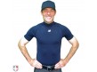 TMMT717-N New Balance Challenger Mock Neck Short Sleeve Compression Shirt Navy Worn Front View