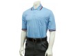 U126-265 Smitty Pro Knit Umpire Shirt - Powder Blue with Navy, Red and White Trim Front View