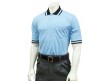 U126-300 Smitty Pro Knit Umpire Shirt - Powder Blue with Black Collar Front View