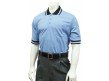 U126-CCBK Smitty Pro Knit Umpire Shirt - Carolina Blue with Black Collar Front View