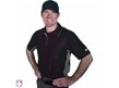 UM03-BK/GY Majestic MLB Umpire Shirt - Black with Charcoal Grey Worn Front Angled View