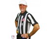 Smitty 2" Stripe Body Flex Short Sleeve Football Referee Shirt with Position Placket Worn Front Angled