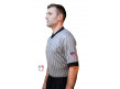 USA205 Grey V-Neck Referee Shirt with Black Pinstripes and USA Flag on Left Sleeve Angled View