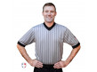 USA205 Grey V-Neck Referee Shirt with Black Pinstripes and USA Flag on Left Sleeve Front View