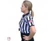 USA211-Flex Smitty Women's 1" Stripe Body Flex V-Neck Referee Shirt with USA Flag