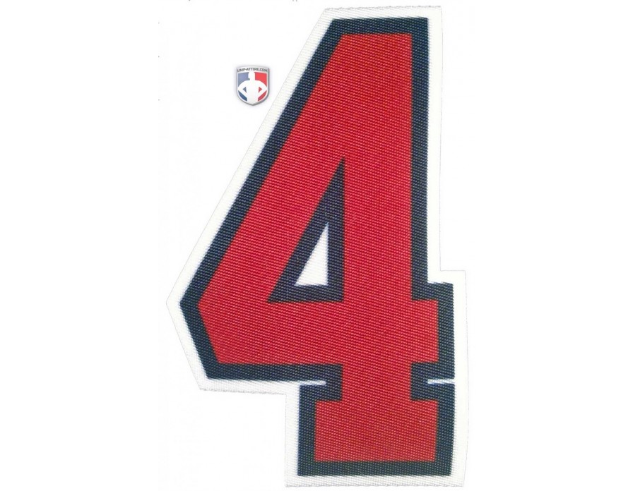 N4-SUB-RNW 4" Red on Navy on White Precision-Cut Number